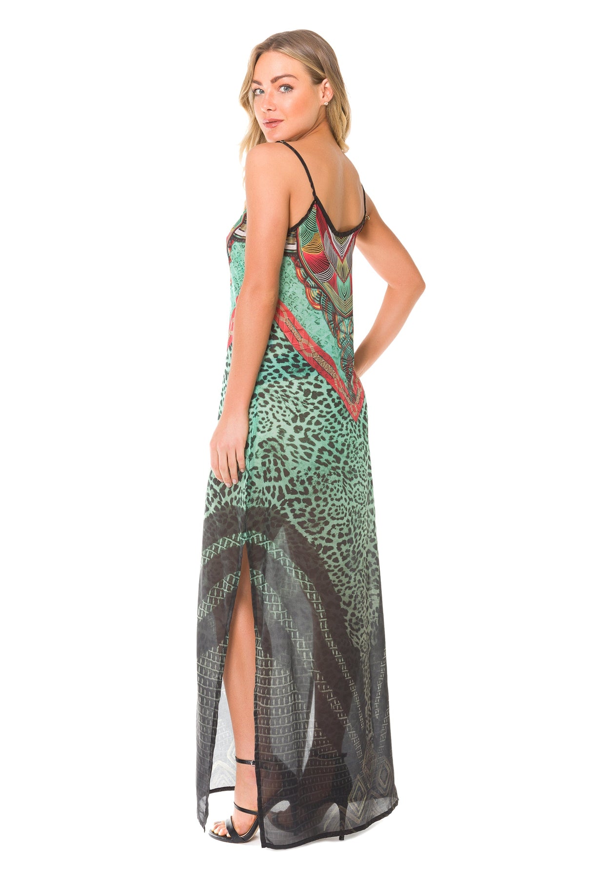 African-Inspired Open-Back Maxi Dress