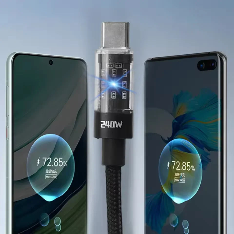 240W Nylon USB-C Cable with LED Display