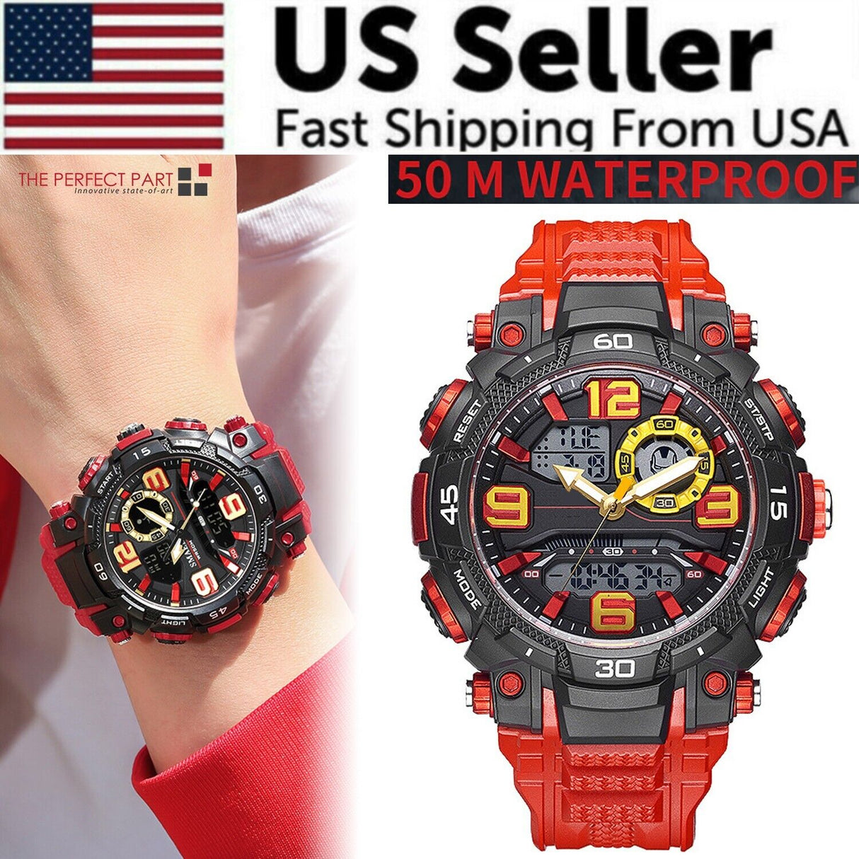 Men's 5ATM Digital-Analog Sports Watch