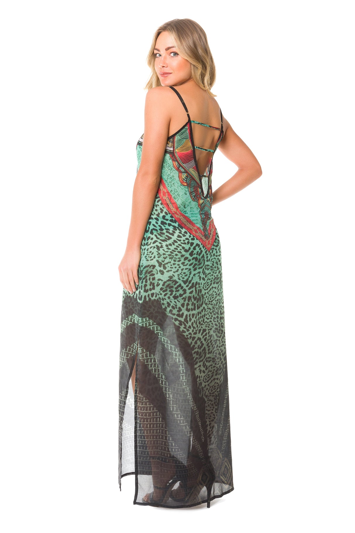 African-Inspired Open-Back Maxi Dress