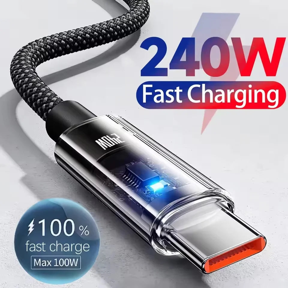 240W Nylon USB-C Cable with LED Display