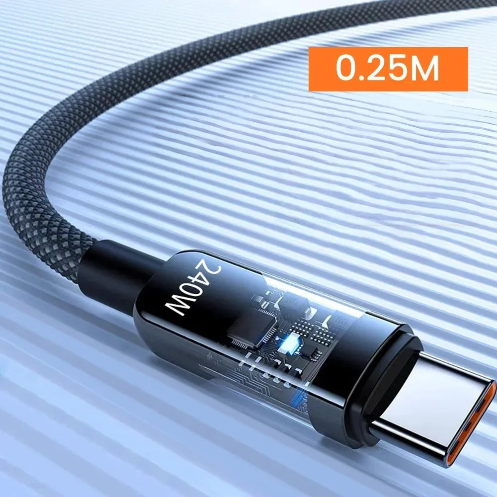 240W Nylon USB-C Cable with LED Display