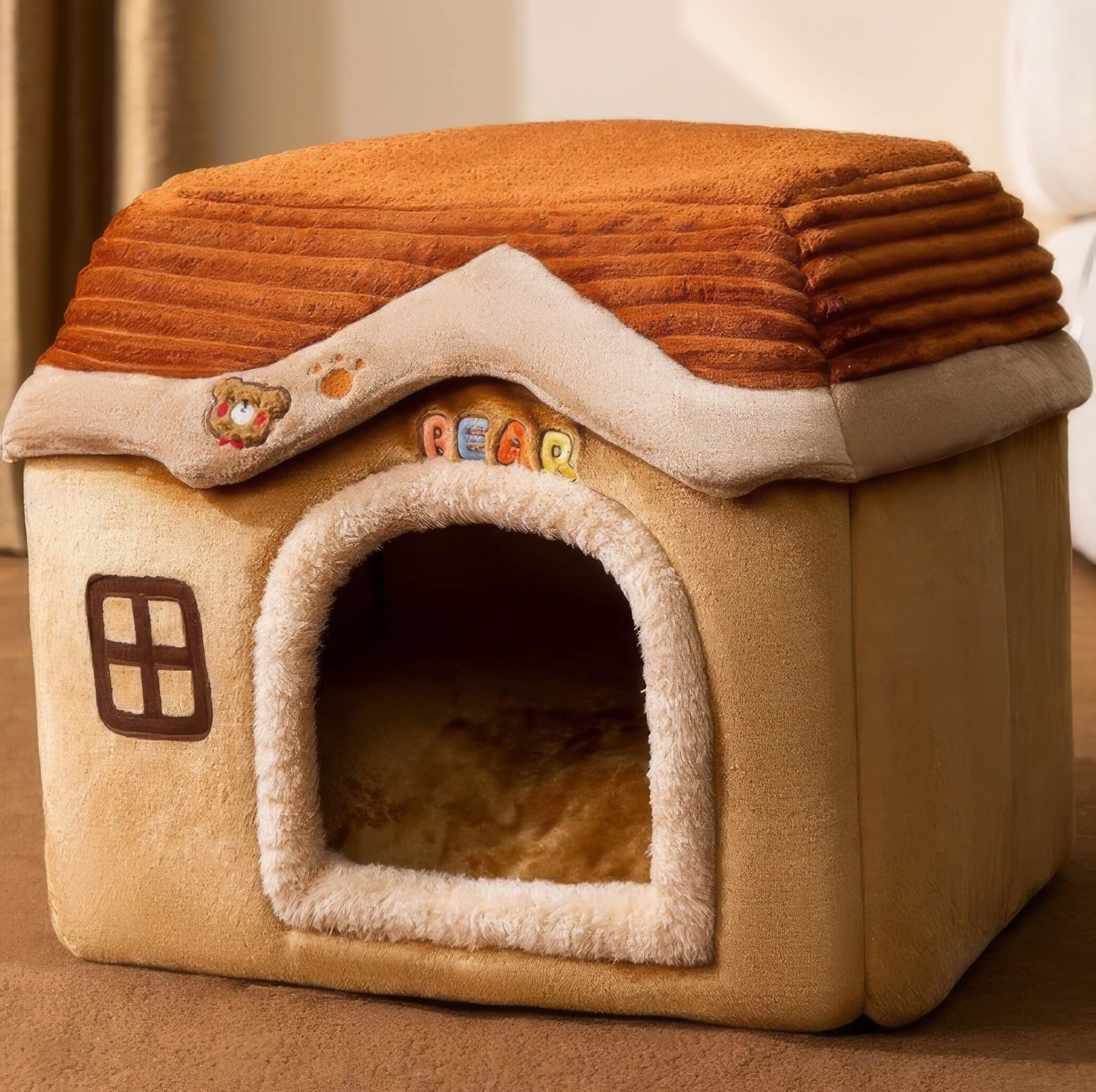 Miya Mie Foldable Cozy Pet House Bed for Cats, Puppies & Small Dogs