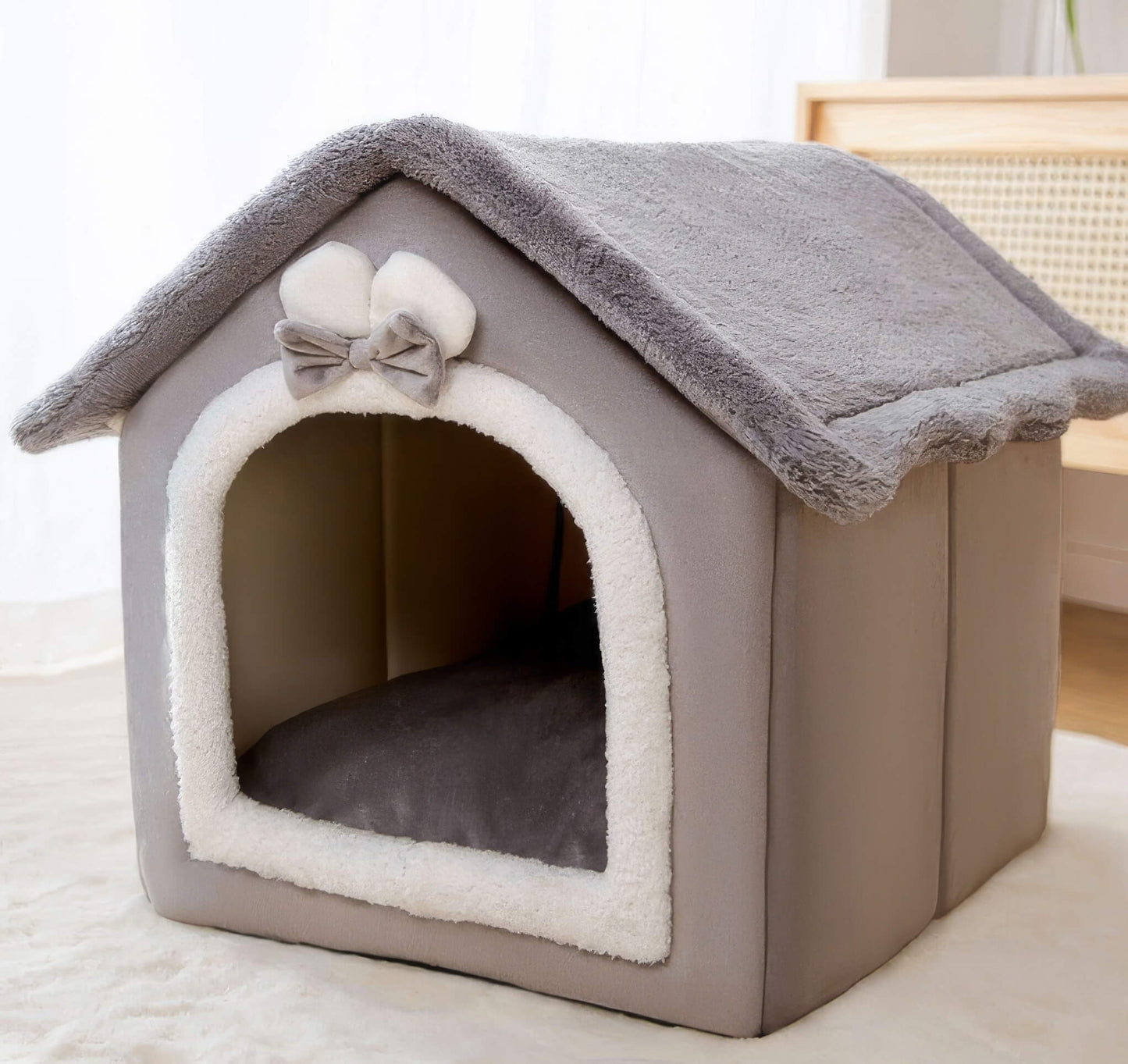 Miya Mie Foldable Cozy Pet House Bed for Cats, Puppies & Small Dogs