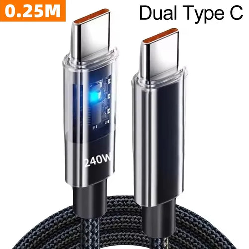 240W Nylon USB-C Cable with LED Display