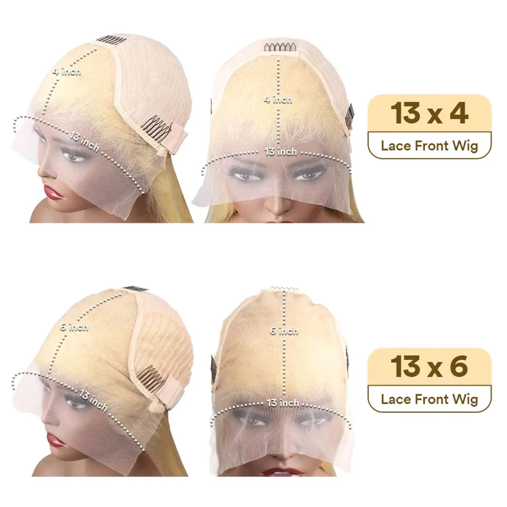 613 Blonde Body Wave Echthaarperücke mit HD-Spitze