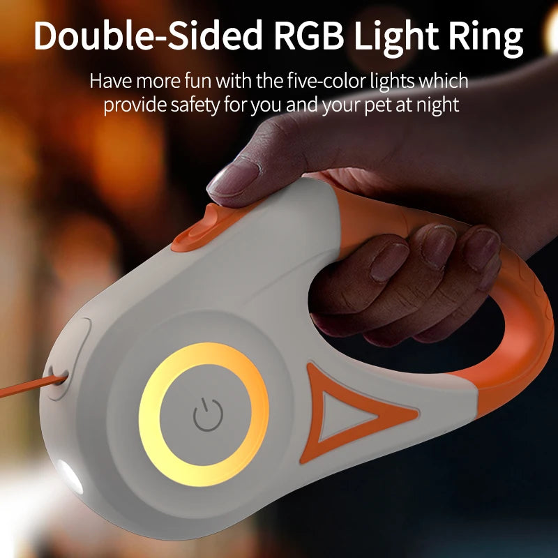 ROJECO 5M LED ausziehbare Hundeleine – Leuchtende Laufleine für Hunde & Welpen