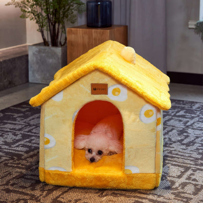 Miya Mie Foldable Cozy Pet House Bed for Cats, Puppies & Small Dogs