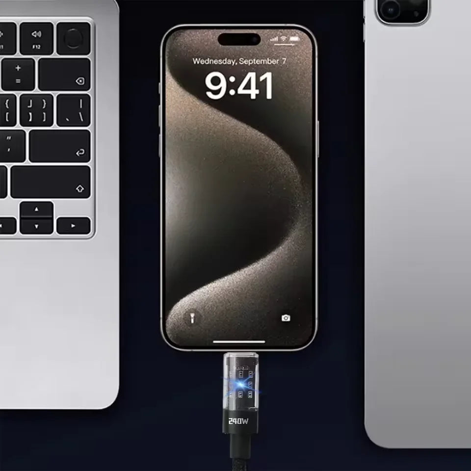 240W Nylon USB-C Cable with LED Display