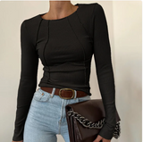Women's Slim-Fit Ribbed Long-Sleeve Top