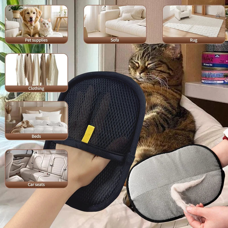 Beidseitige Handschuhe zur Tierhaarentfernung – Wiederverwendbarer statischer Fellentferner