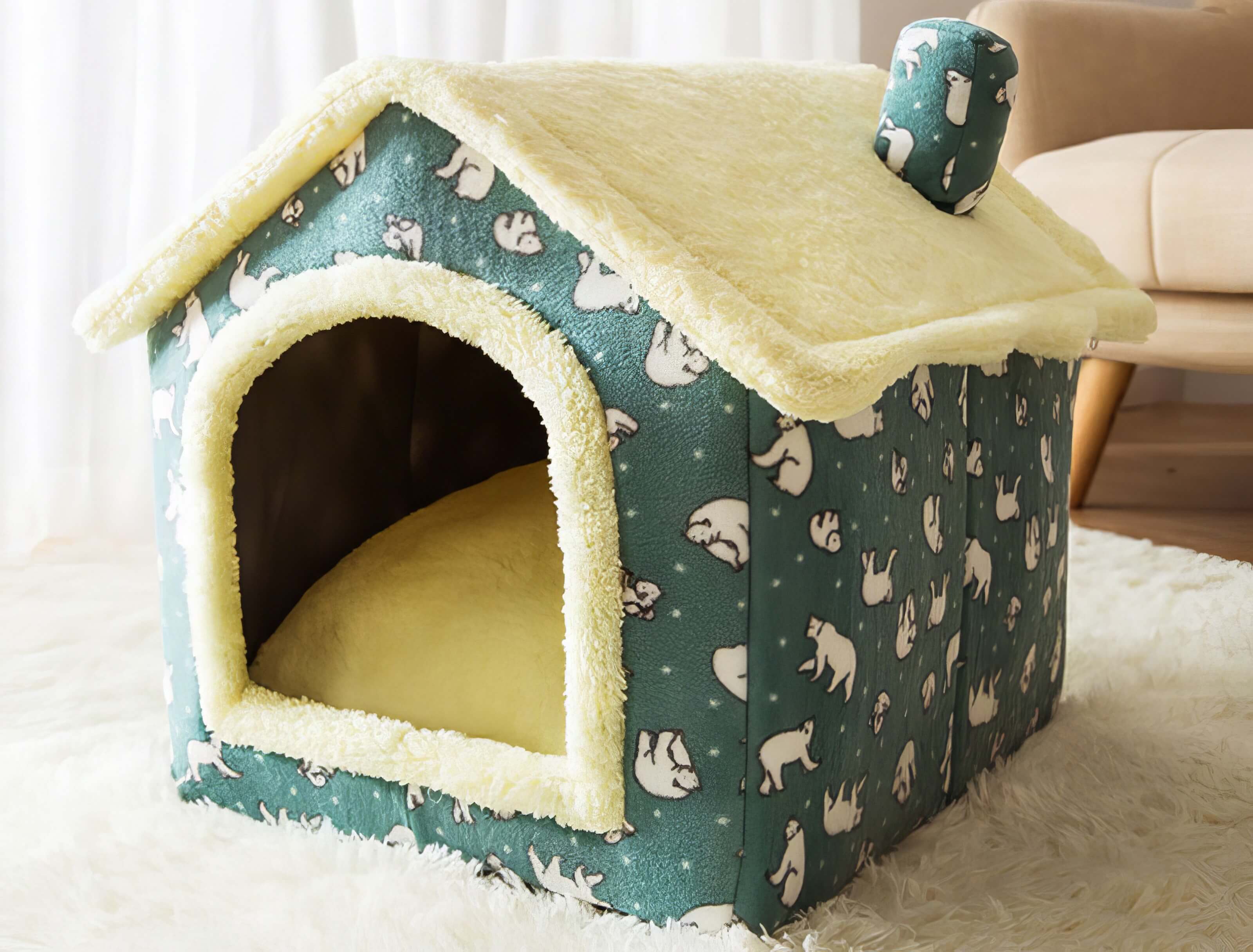 Miya Mie Foldable Cozy Pet House Bed for Cats, Puppies & Small Dogs