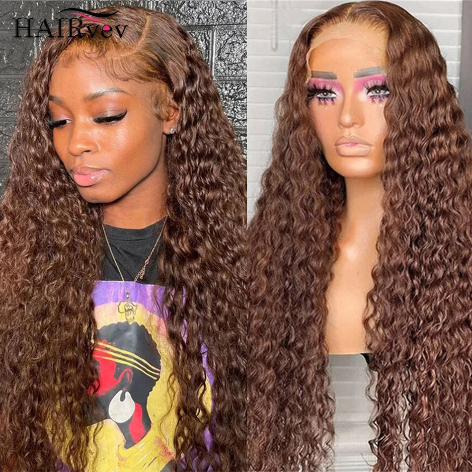 Chocolate Brown Deep Wave Human Hair Lace Wig