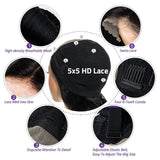 Peluca de cabello humano HD con encaje y ondas cuerpo de 40 pulgadas
