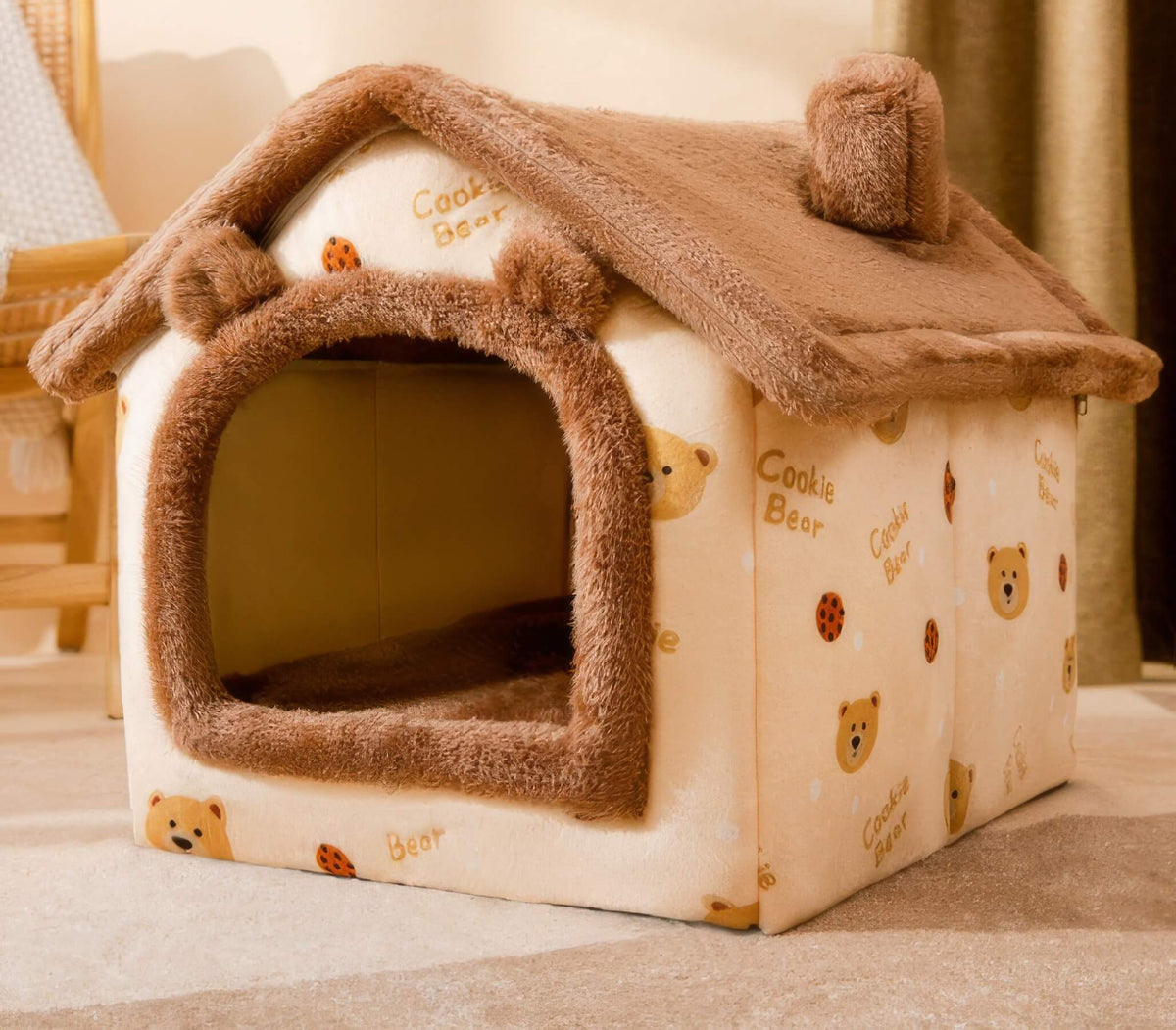 Miya Mie Foldable Cozy Pet House Bed for Cats, Puppies & Small Dogs
