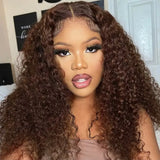 Chocolate Brown Deep Wave Human Hair Lace Wig