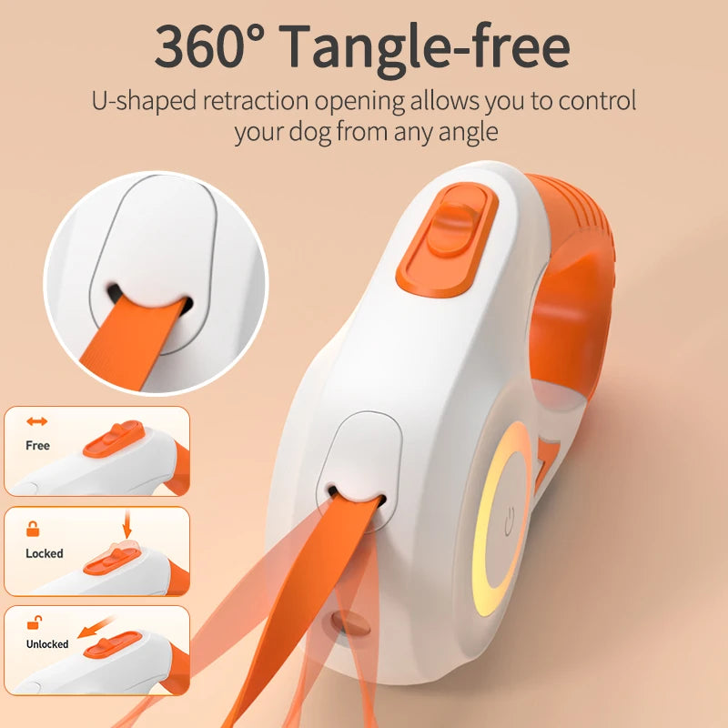 ROJECO 5M LED ausziehbare Hundeleine – Leuchtende Laufleine für Hunde & Welpen