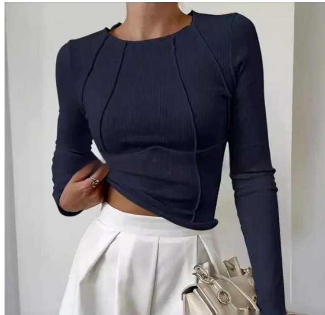 Women's Slim-Fit Ribbed Long-Sleeve Top