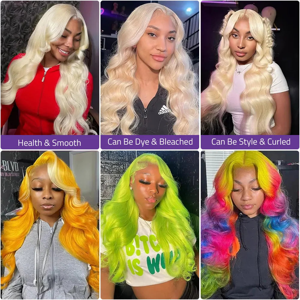 613 Blonde Body Wave Echthaarperücke mit HD-Spitze