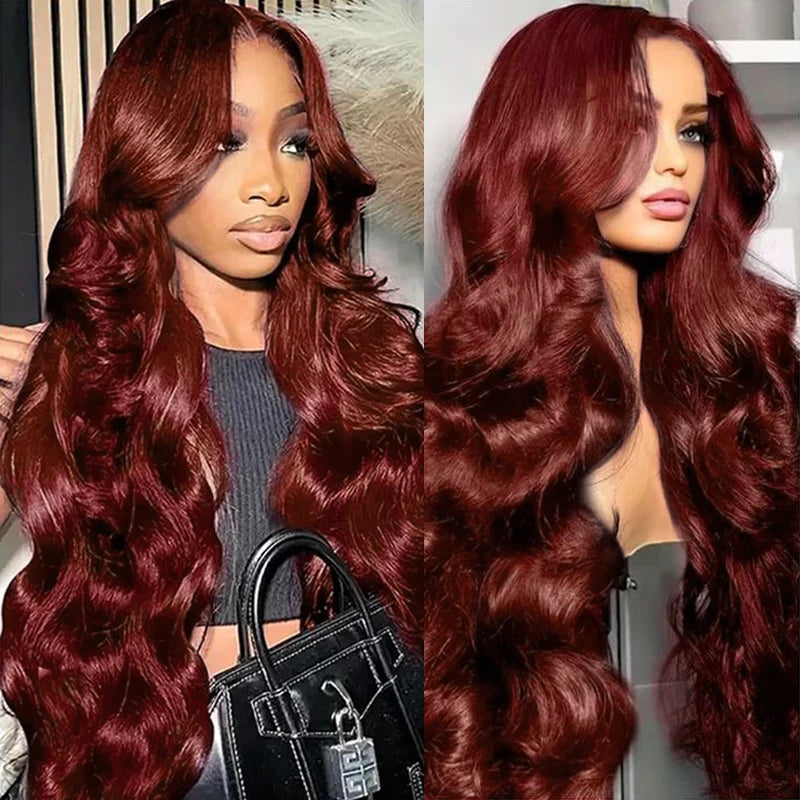 Reddish Brown Body Wave Human Hair Lace Wig