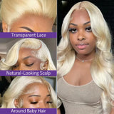 613 Blonde Body Wave Echthaarperücke mit HD-Spitze