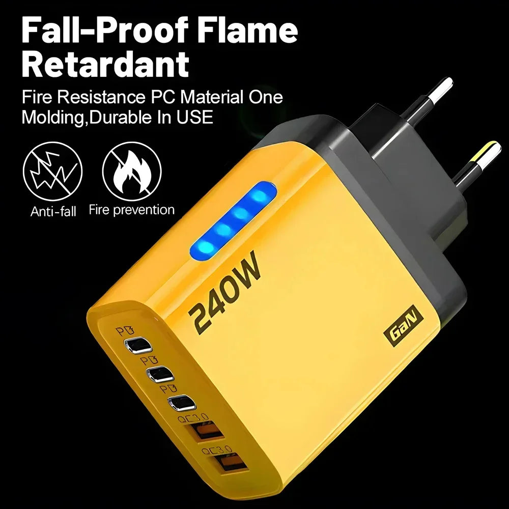 240W 5-in-1 GaN USB-C Wandladegerät