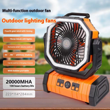 Rechargeable Camping Fan with LED Light & Power Bank