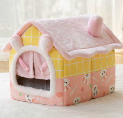 Miya Mie Foldable Cozy Pet House Bed for Cats, Puppies & Small Dogs