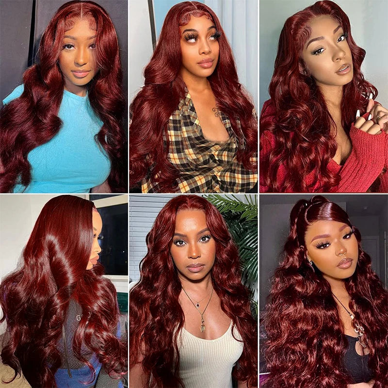 Reddish Brown Body Wave Human Hair Lace Wig