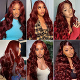 Reddish Brown Body Wave Human Hair Lace Wig