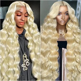 613 Blonde Body Wave Echthaarperücke mit HD-Spitze