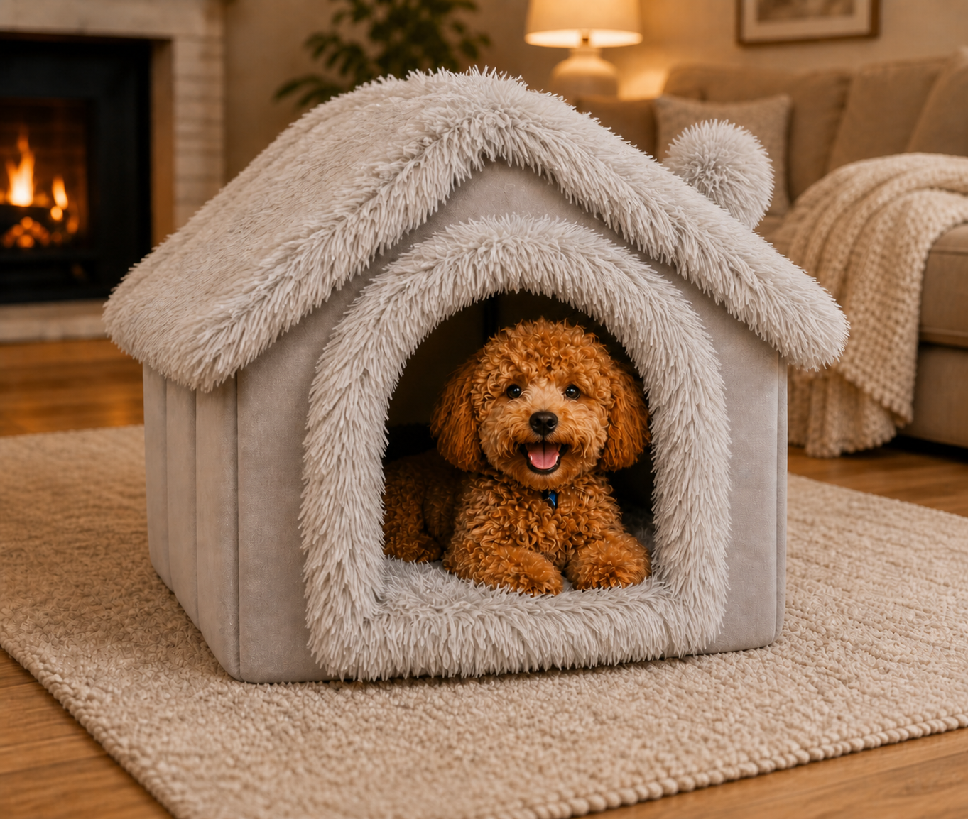 Miya Mie Foldable Cozy Pet House Bed for Cats, Puppies & Small Dogs