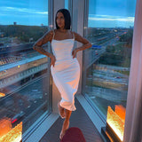 Iliya Sexy Backless Dress - Slim Fit White Bodycon 28456