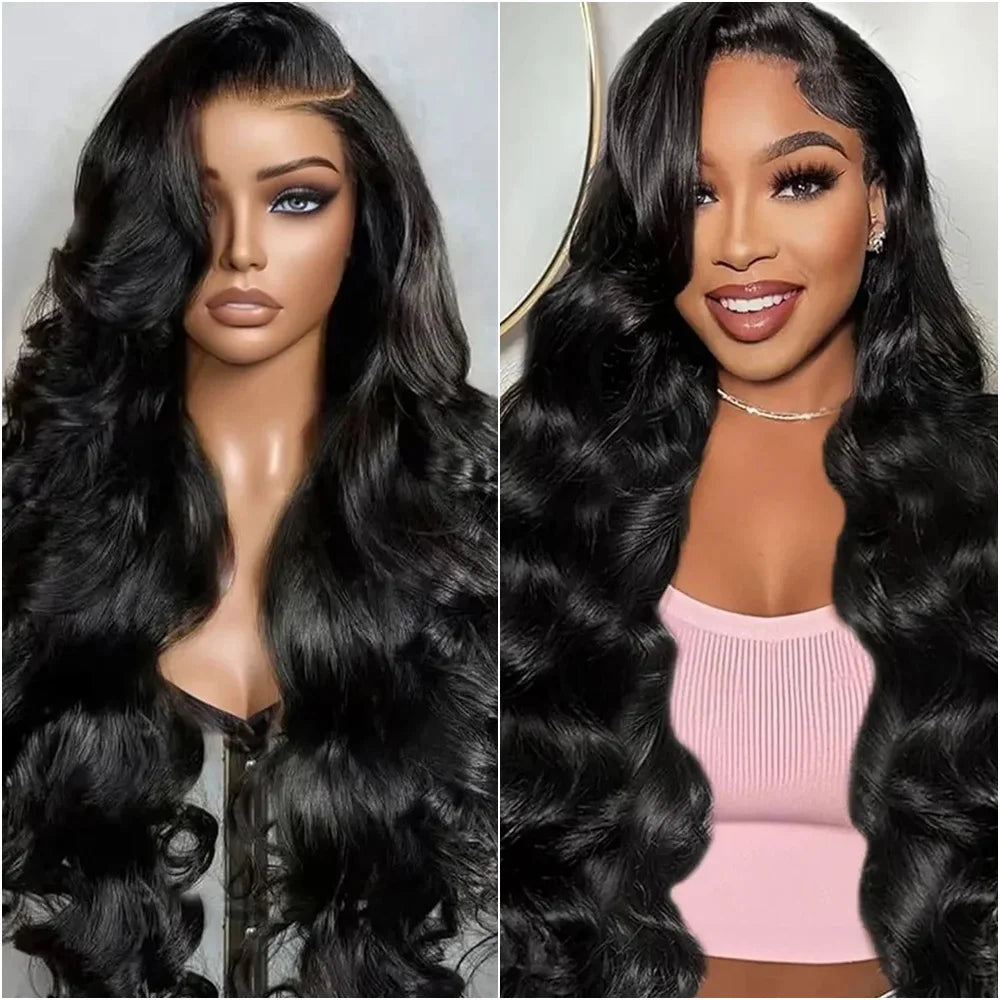 Peluca de cabello humano HD con encaje y ondas cuerpo de 40 pulgadas