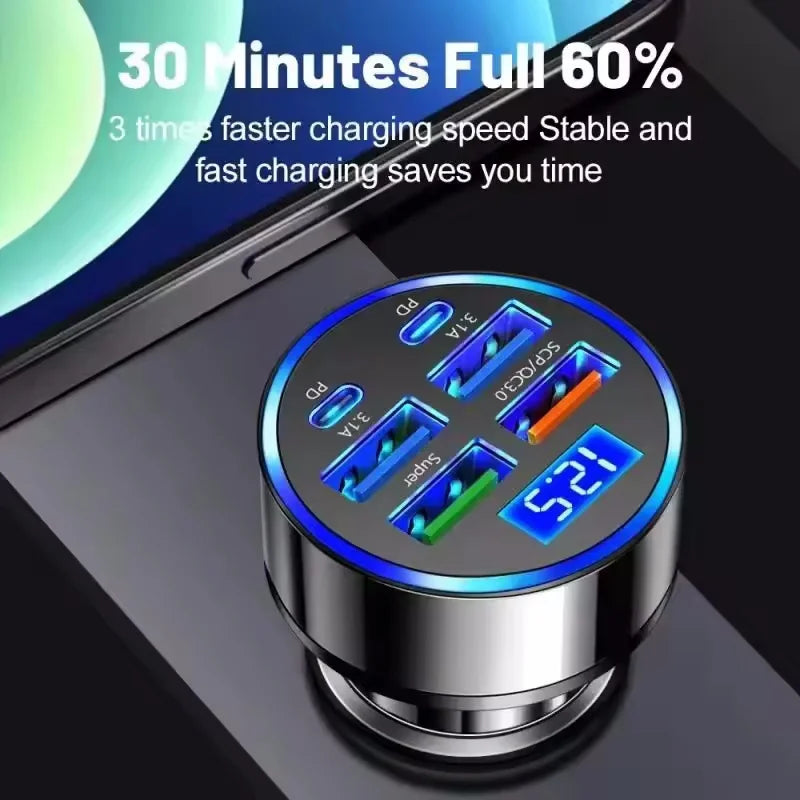 Cargador de coche USB-C PD QC3.0 de 350W
