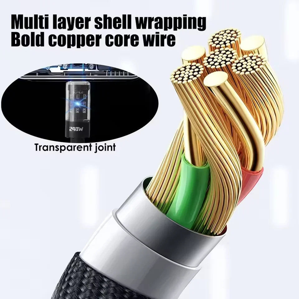 240W Nylon USB-C Cable with LED Display